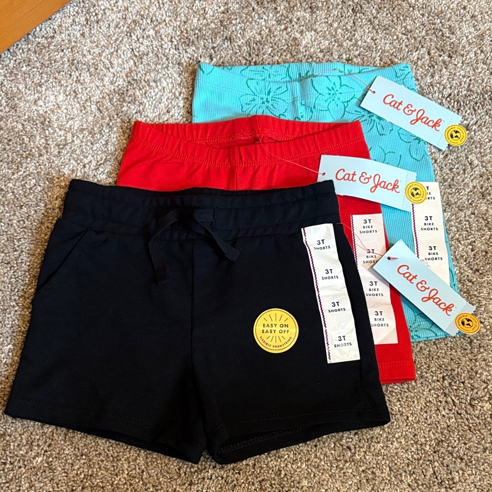 Cat & Jack Biker Shorts Set - Black, Red, Blue 3T NWT